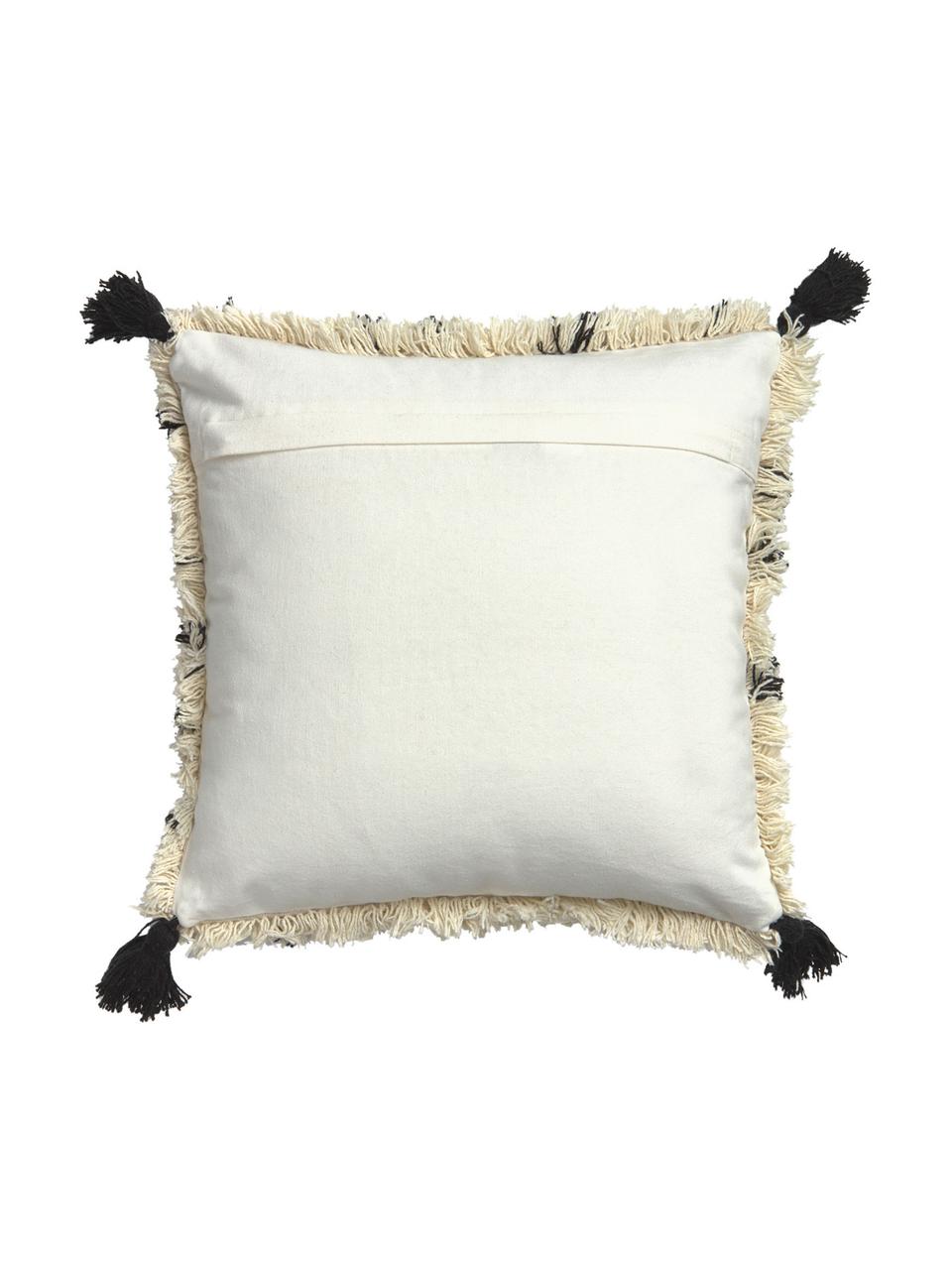 Poszewka na poduszkę z chwostami Safro, 100% bawełna, Czarny, odcienie kremowego, S 45 x D 45 cm