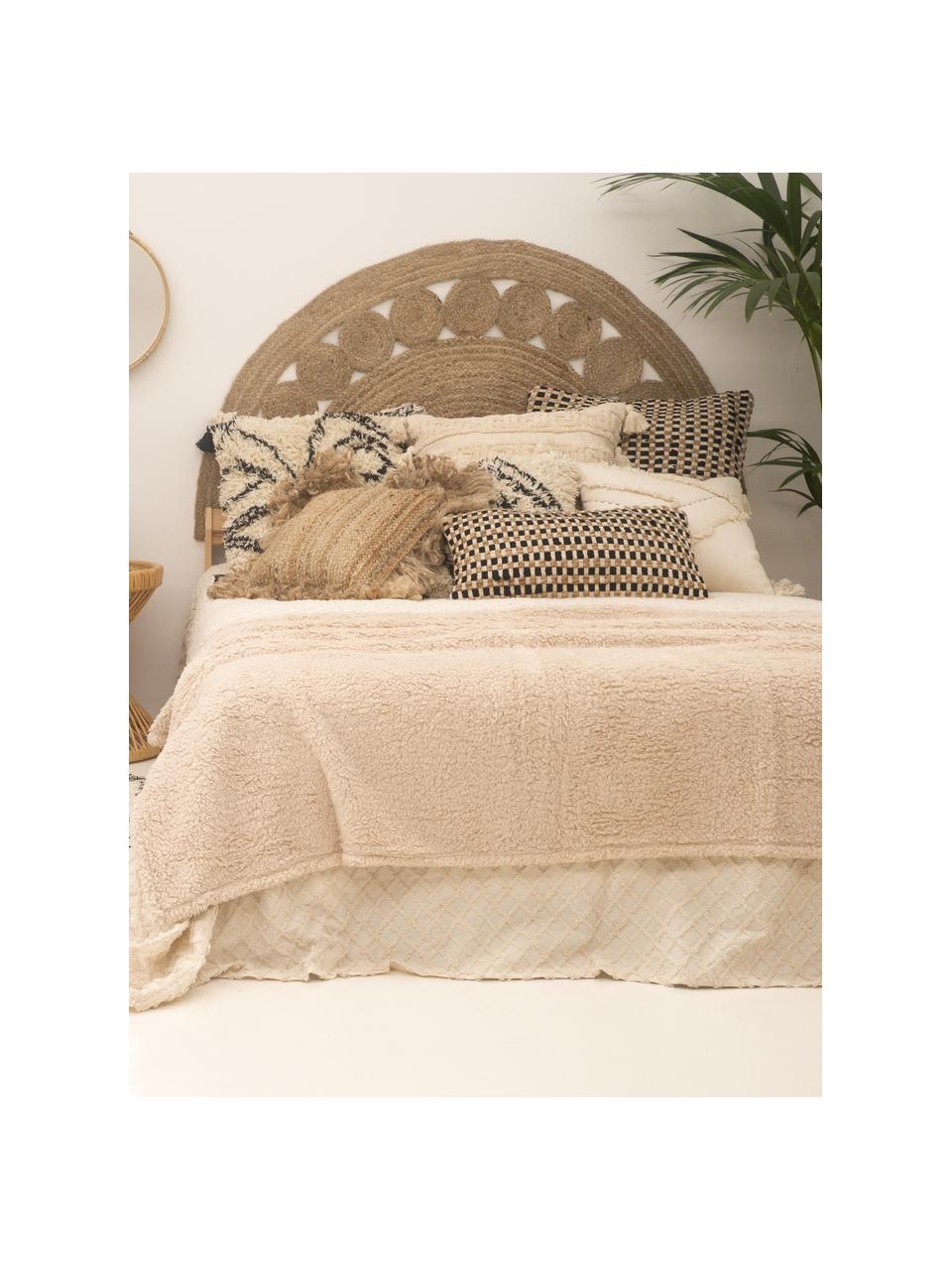 Federa arredo boho con nappe Safro, 100% cotone, Nero, color crema, Larg. 45 x Lung. 45 cm