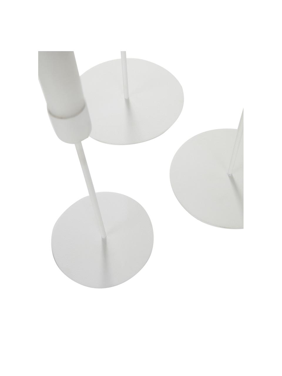 Set 3 candelabri Elsy, Metallo verniciato a polvere, Bianco, Set in varie misure