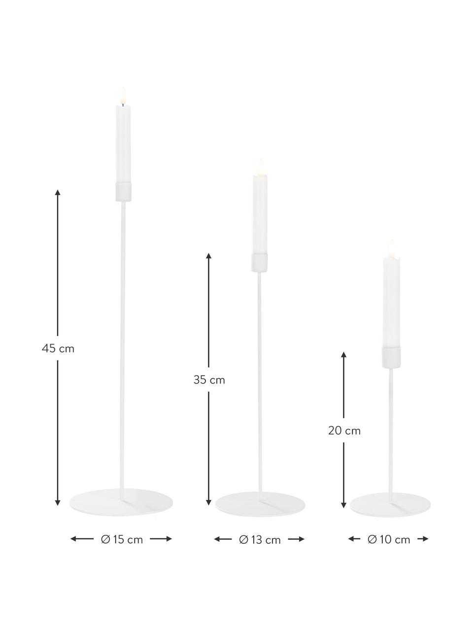 Set 3 candelabri Elsy, Metallo verniciato a polvere, Bianco, Set in varie misure