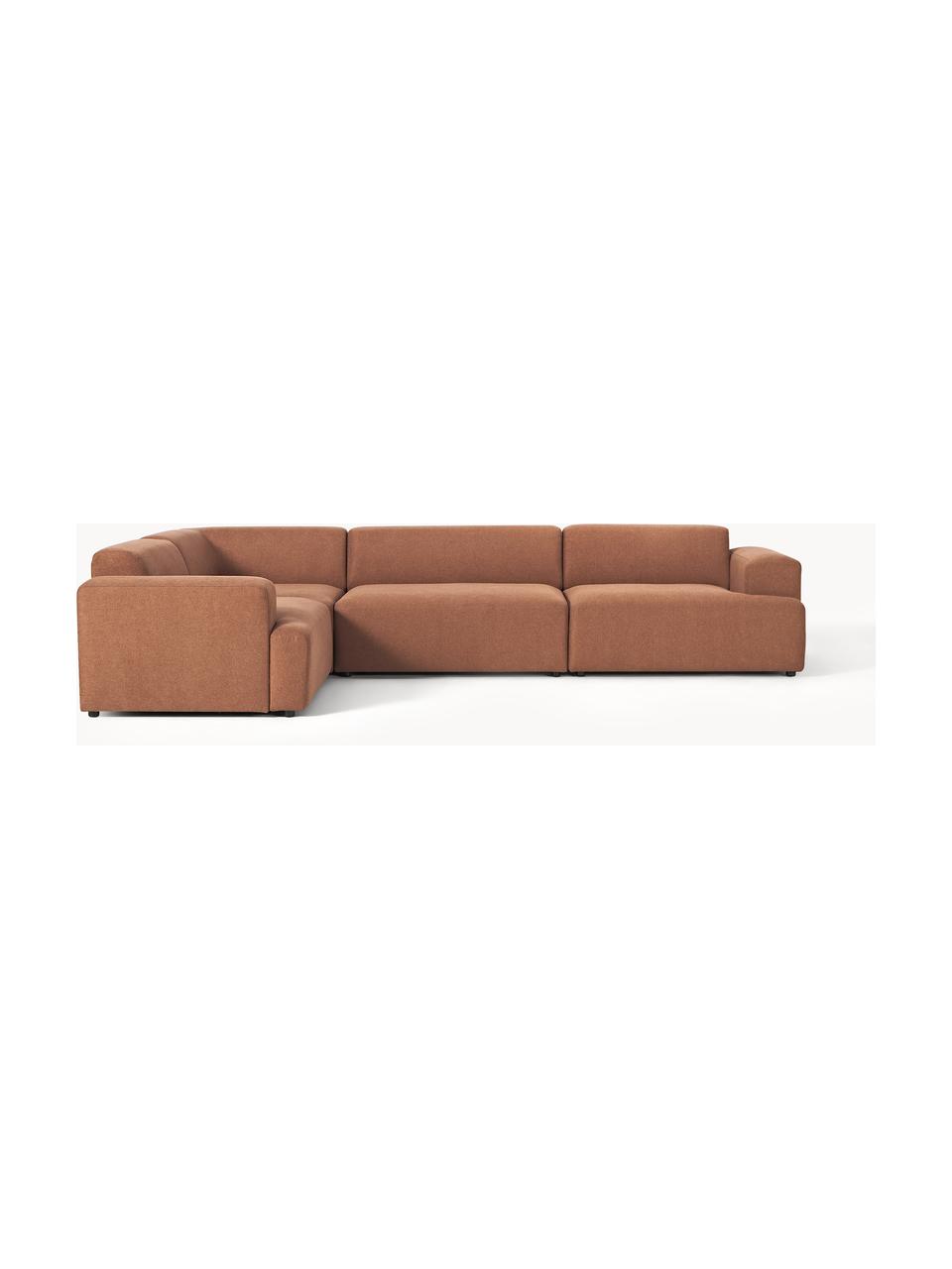 Grosses Ecksofa Melva (4-Sitzer), Bezug: 100 % Polyester Der strap, Gestell: Massives Kiefern- und Fic, Webstoff Nougat, B 339 x T 220 cm, Eckteil links