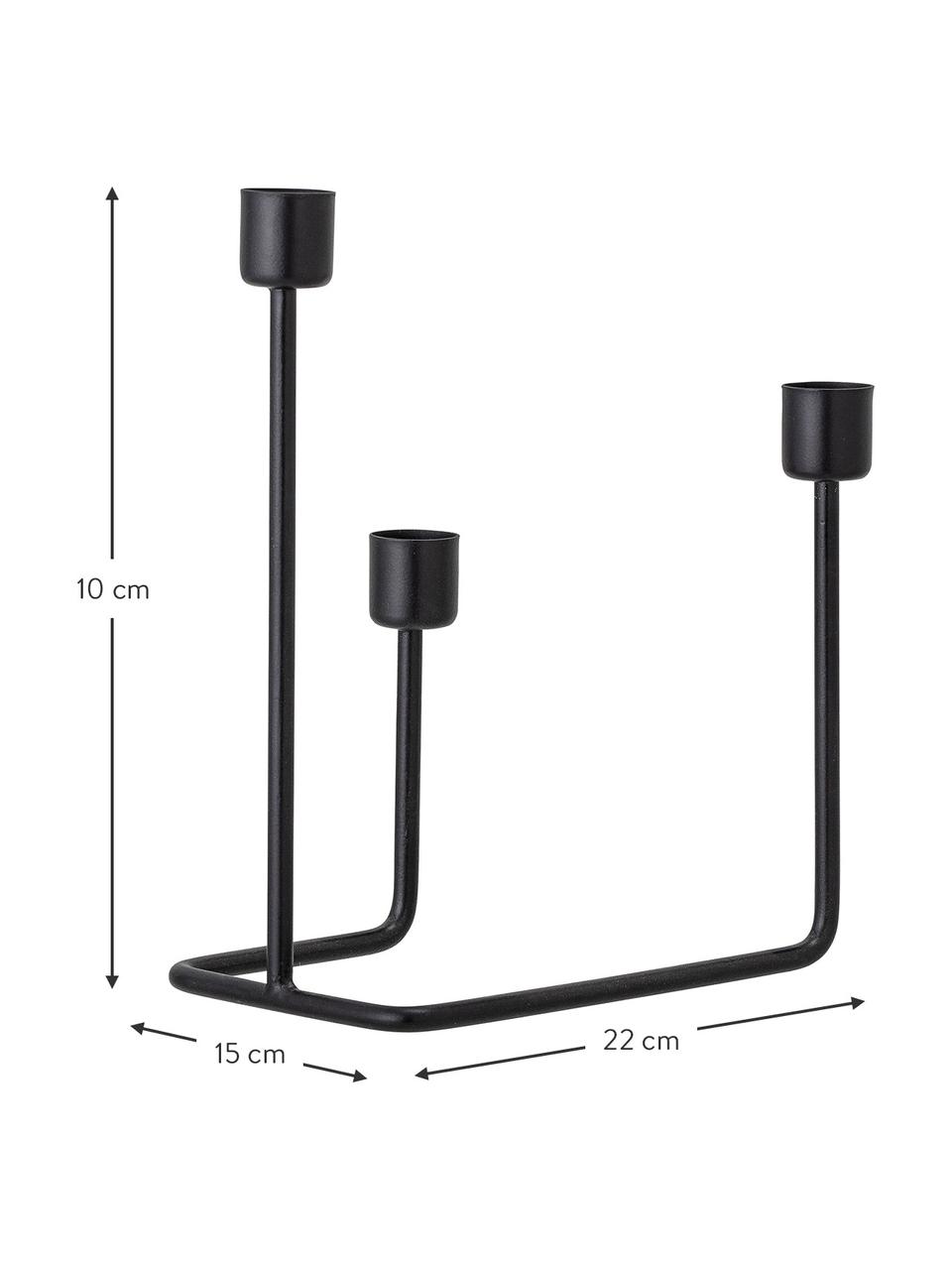 Candelabro moderno Haf, Metal, Negro, An 22 x Al 10 cm