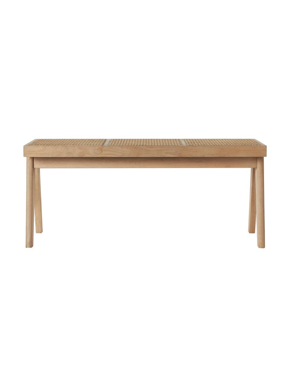 Panca con intreccio viennese Sissi, Struttura: legno di quercia massicci, Seduta: rattan, Rattan, legno di quercia chiaro, Larg. 110 x Alt. 48 cm