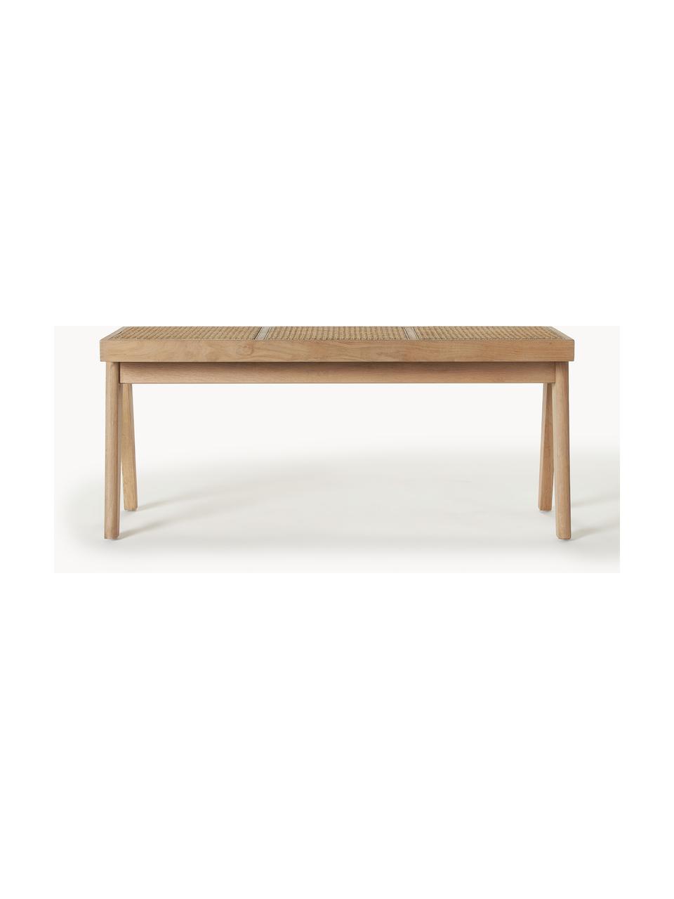 Panca con intreccio viennese Sissi, Struttura: legno di quercia massicci, Seduta: rattan, Legno di quercia chiaro, beige chiaro, Larg. 110 x Alt. 48 cm