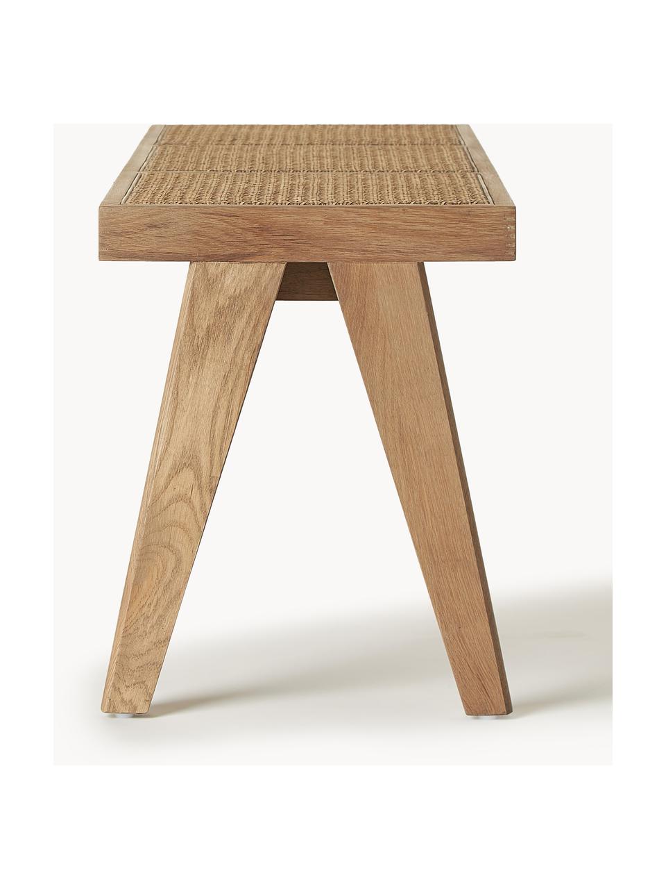 Banco con tejido vienés Sissi, Estructura: madera de roble maciza, Asiento: ratán, Ratán, madera de roble clara, An 110 x L 38 cm