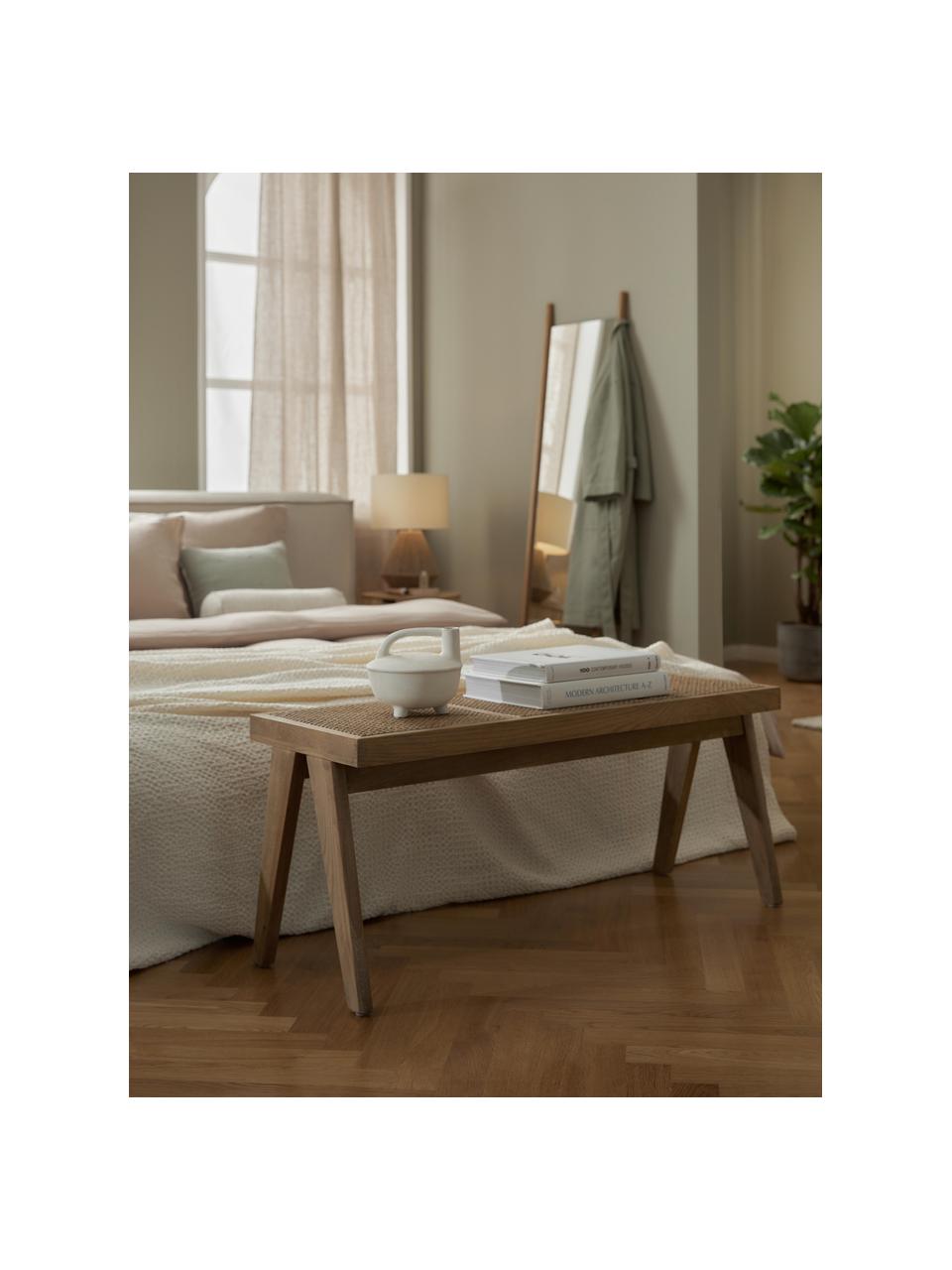 Banc en cannage Sissi, Bois de chêne clair, cannage beige clair, larg. 110 x haut. 48 cm