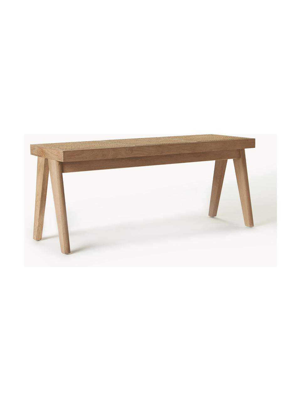 Banc en cannage Sissi, Bois de chêne clair, cannage beige clair, larg. 110 x haut. 48 cm