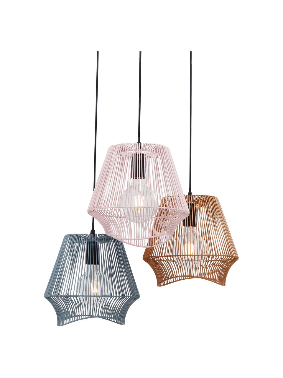 Cluster hanglamp Ischia van metaal, Baldakijn: metaal, Roze, rood, blauw, Ø 53 cm