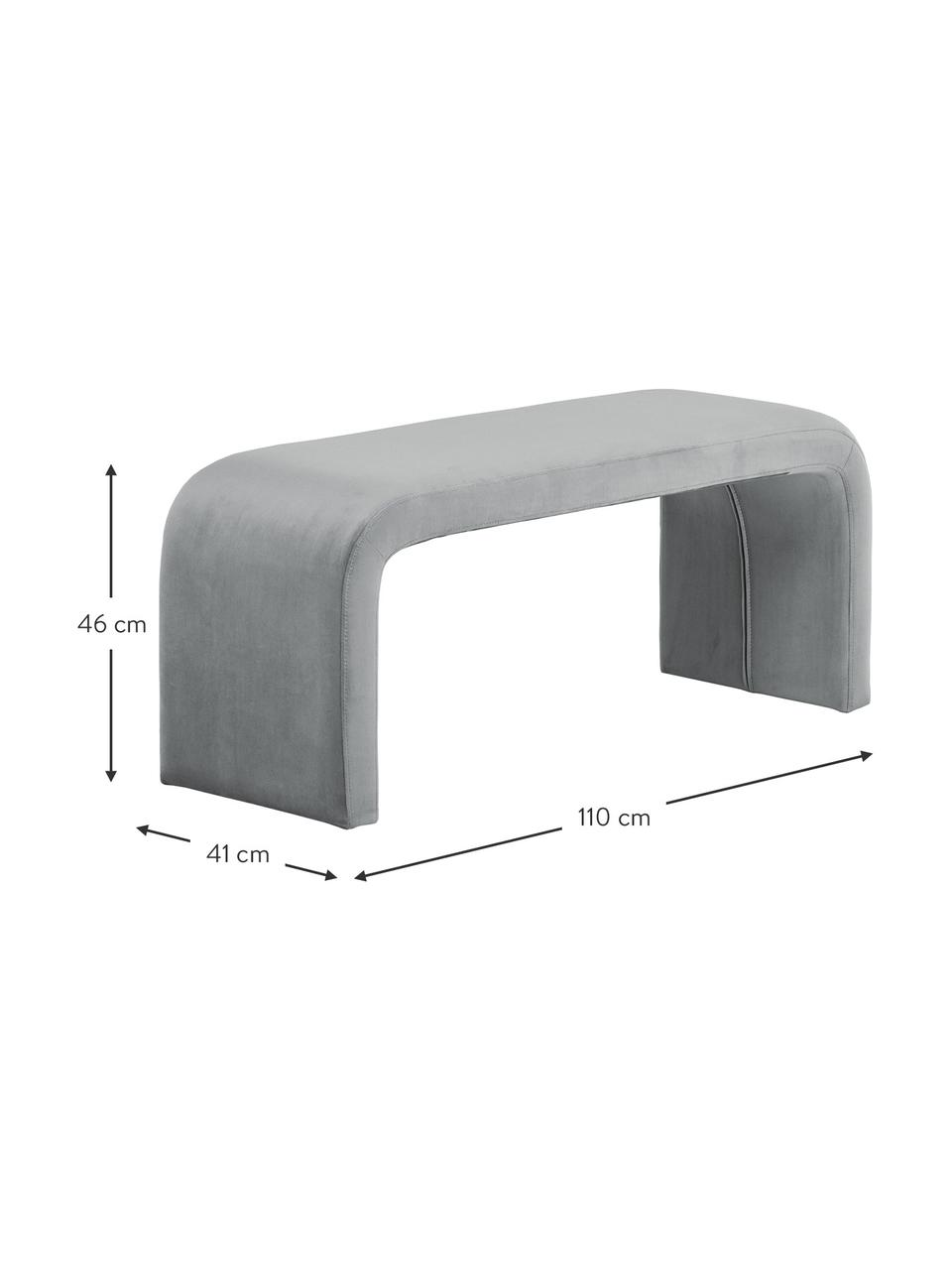 Čalouněná lavice ze sametu Penelope, Šedá, Š 110 cm, V 45 cm