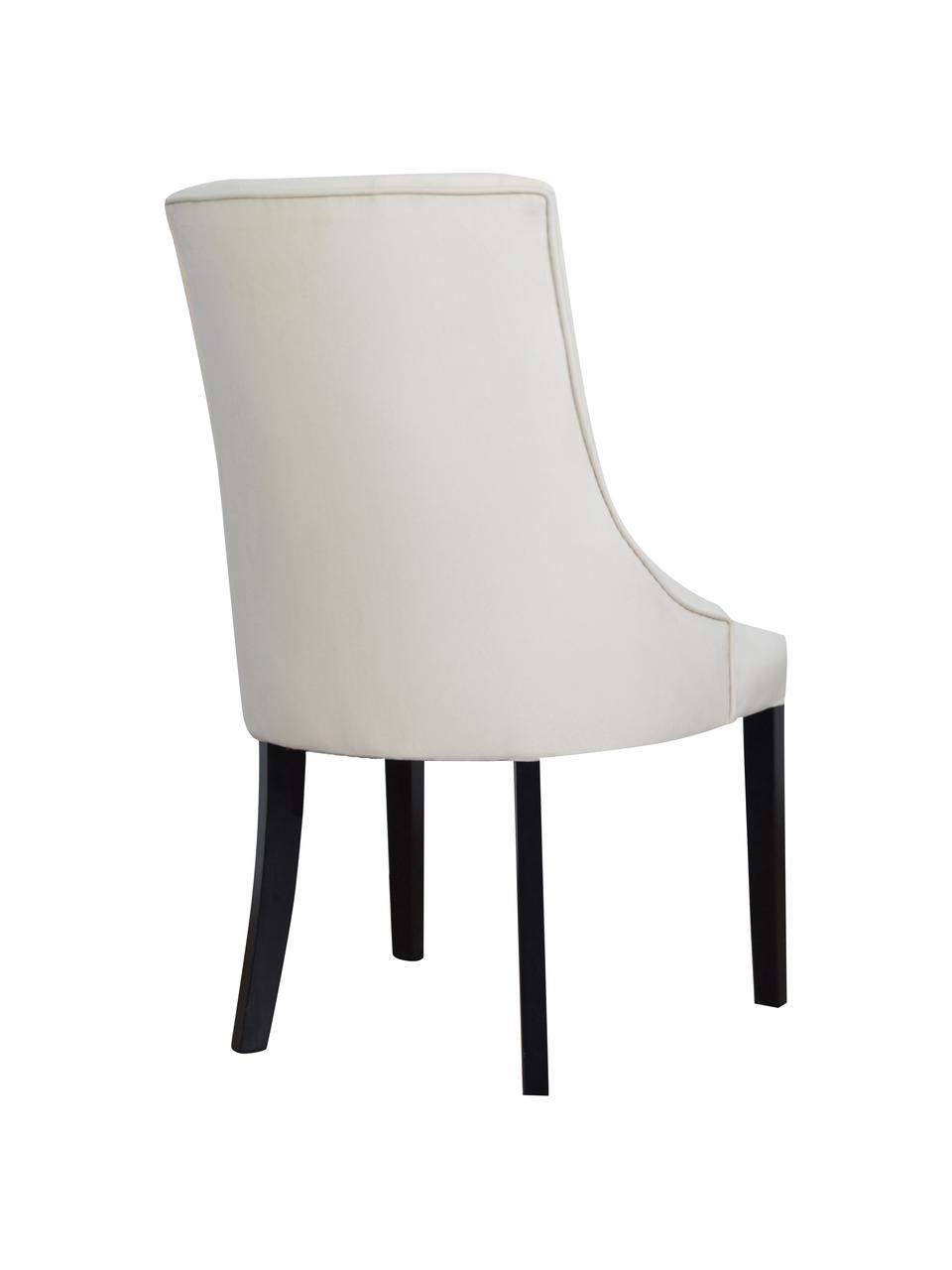 Sametová čalouněná židle Madam, Krémově bílá, černě lakované dřevo, Š 56 cm, H 64 cm