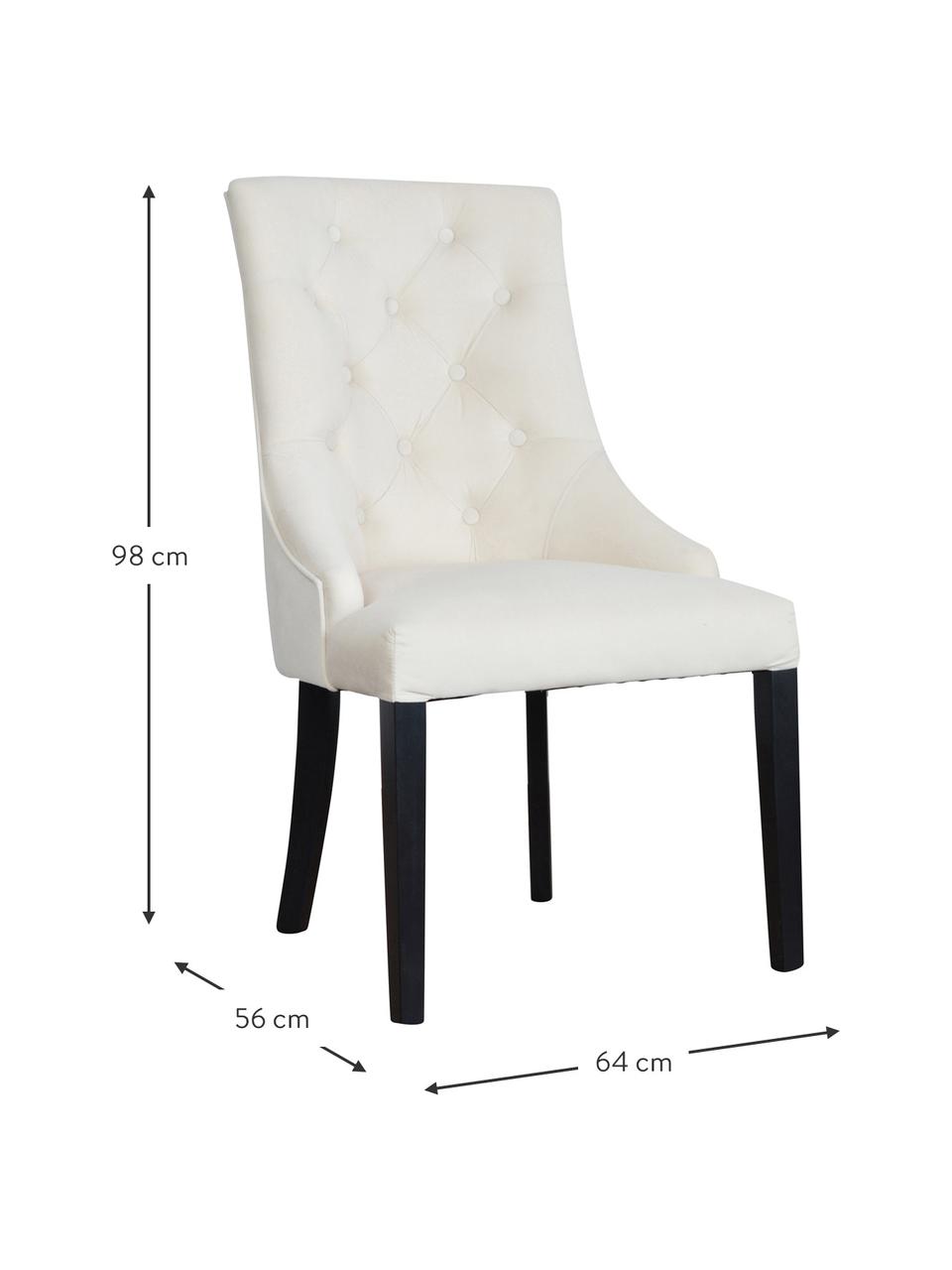 Sametová čalouněná židle Madam, Krémově bílá, černě lakované dřevo, Š 56 cm, H 64 cm