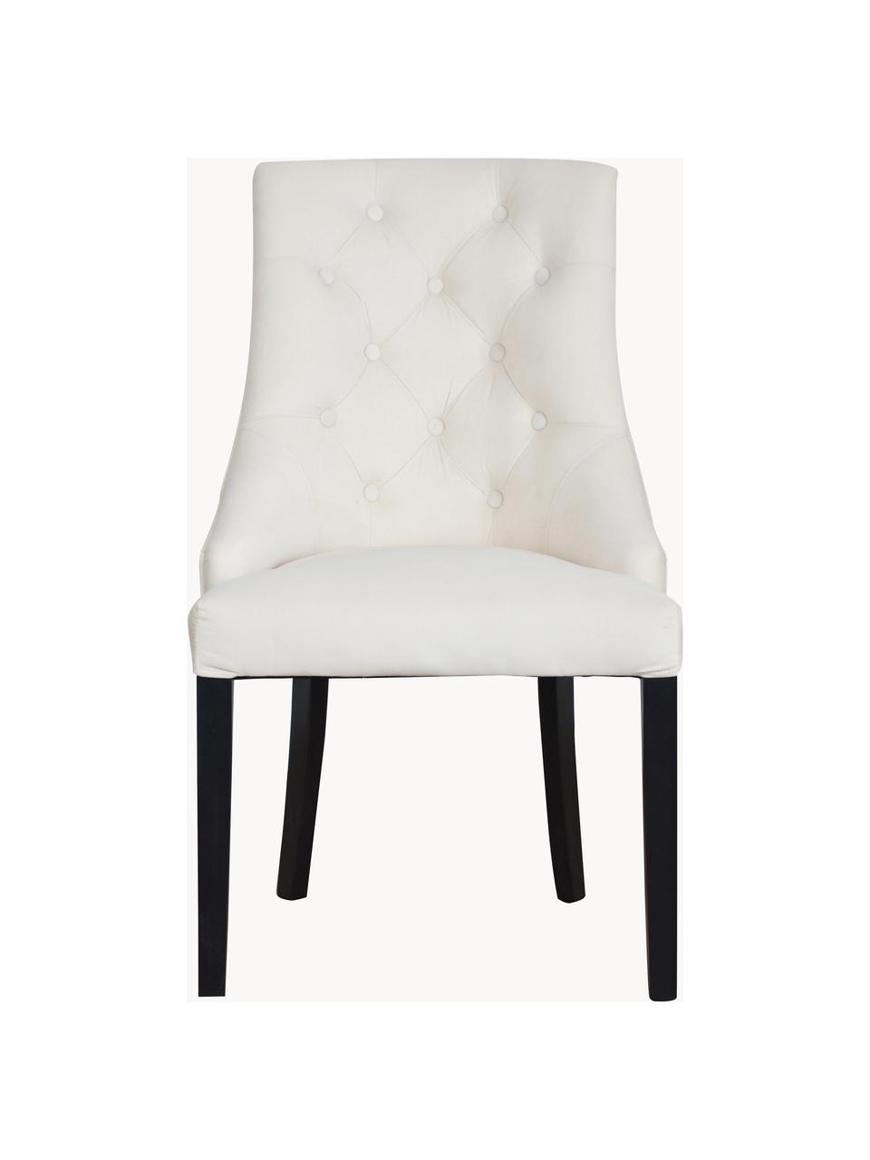 Sametová čalouněná židle Madam, Krémově bílá, černě lakované dřevo, Š 56 cm, H 64 cm