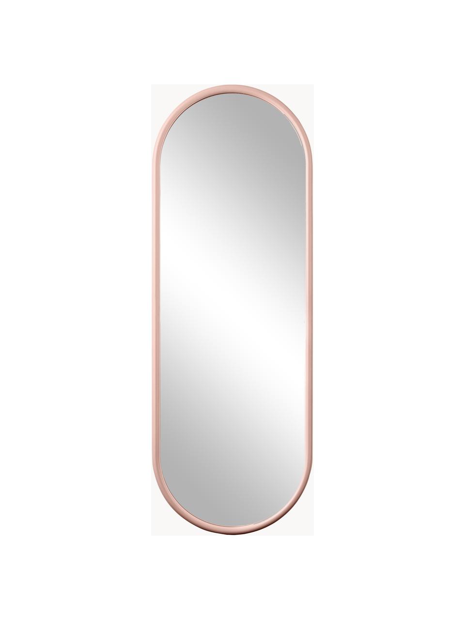 Ovale wandspiegel Angui, Frame: gecoat staal, Spiegel: spiegelkleuren Frame: roze, B 39 x H 108 cm