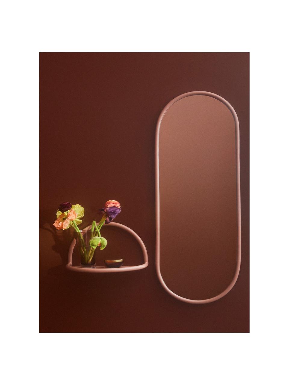 Ovaler Wandspiegel Angui, Spiegelfläche: Spiegelglas, Rahmen: Stahl, beschichtet, Altrosa, B 39 x H 108 cm
