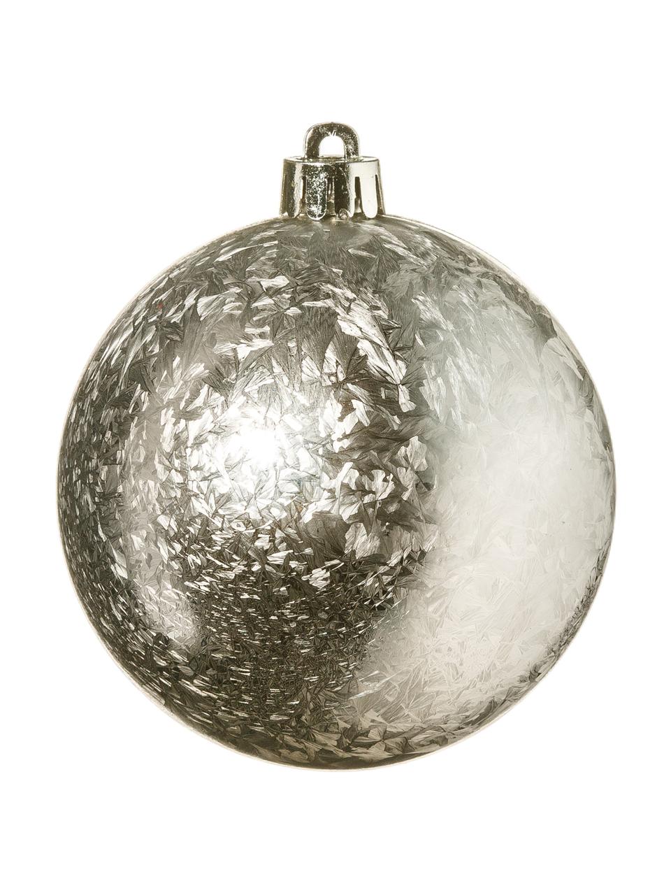 Bruchfeste Weihnachtskugeln Moe Ø 8 cm, 6er-Set, bruchfester Kunststoff, Silberfarben, Ø 8 cm