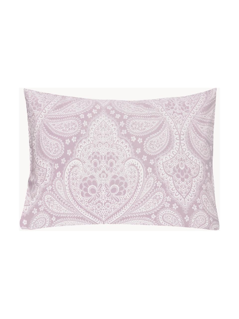 Taie d'oreiller lilas 45x110 coton bio renforcé paisley Manon, 2 pièces, Lilas, larg. 50 x long. 70 cm (2 pièces)