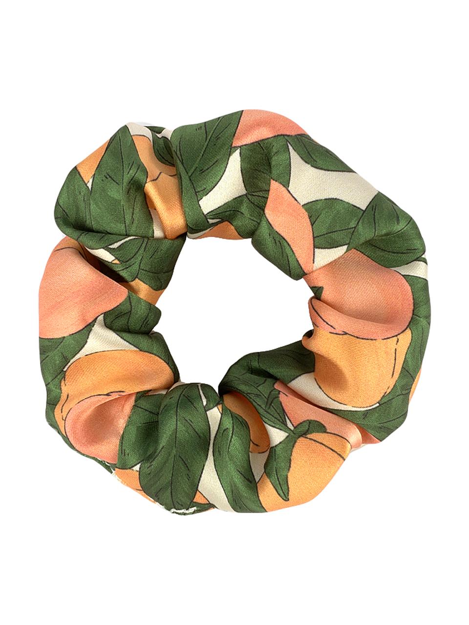 Set 2 scrunchies elastici per capelli Savannah & Peach, Tessuto: raso, Multicolore, Ø 8 cm