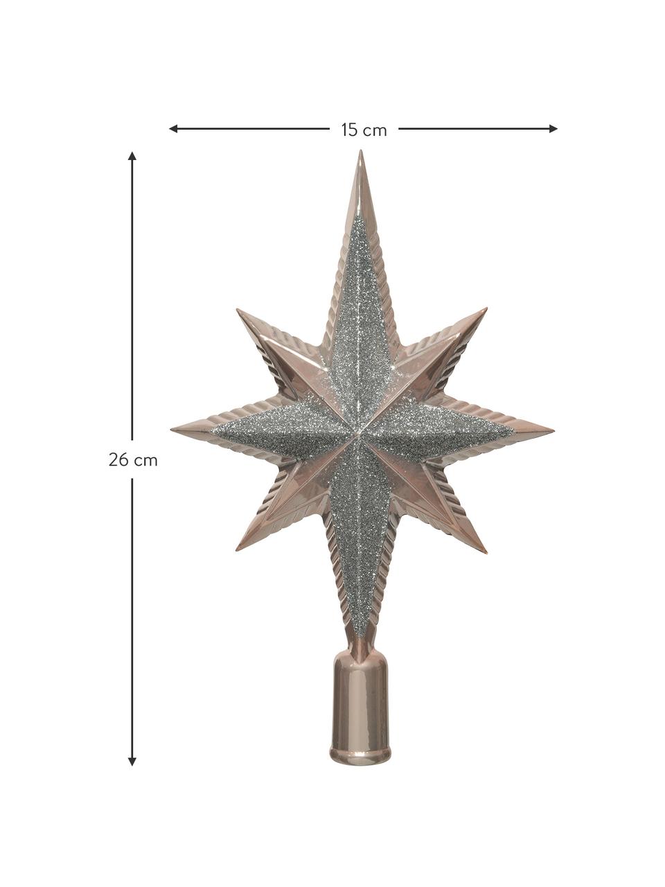 Kerstboom piek Morning, H 26 cm, Kunststof, Zilverkleurig, koperkleurig, B 15 x H 26 cm