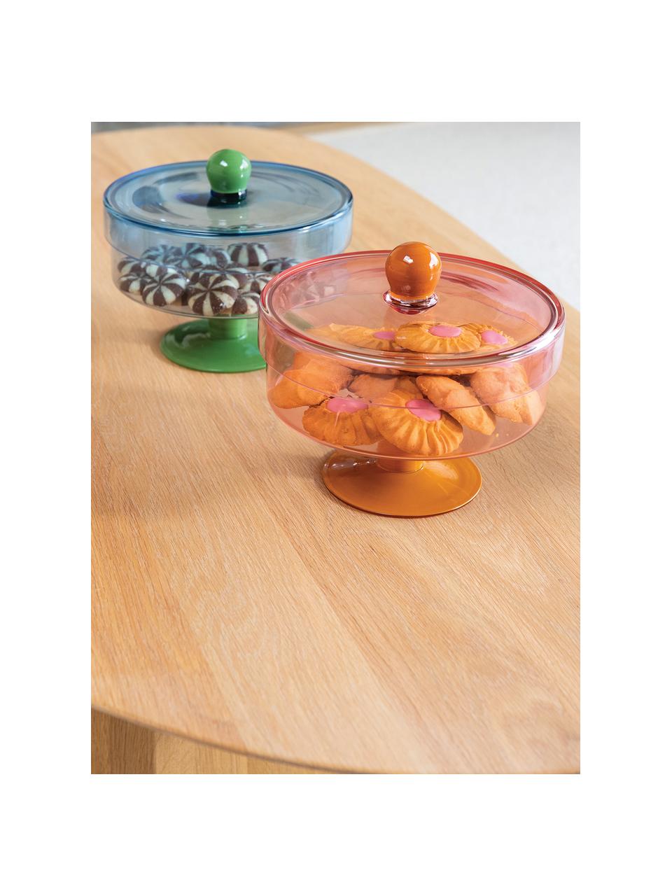 Boîte de rangement en verre Duo, Verre, Orange, rose, Ø 22 x haut. 20 cm