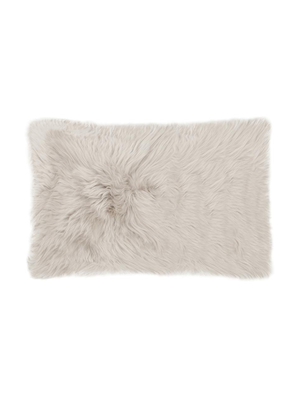 Housse de coussin en peau de mouton Oslo, lisse, Beige, larg. 30 x long. 50 cm