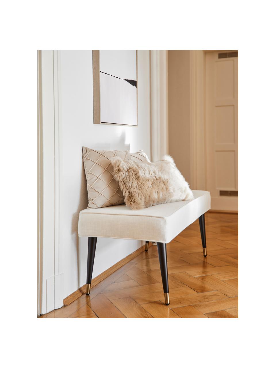 Housse de coussin en peau de mouton Oslo, lisse, Beige, larg. 30 x long. 50 cm