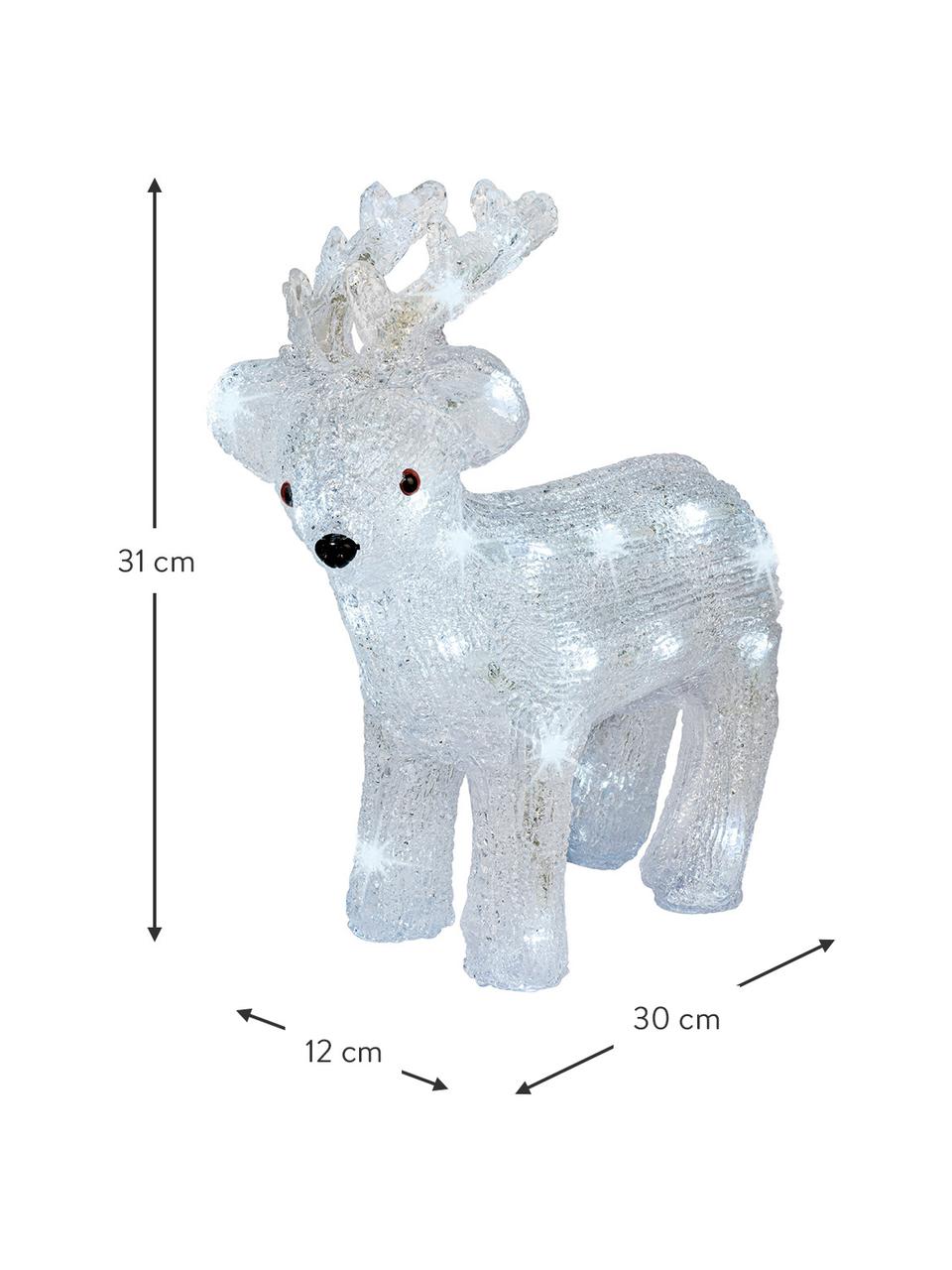 Batteriebetriebenes LED Leuchtobjekt Deer H 31 cm, Kunststoff, Weiß, Schwarz, B 30 x H 31 cm