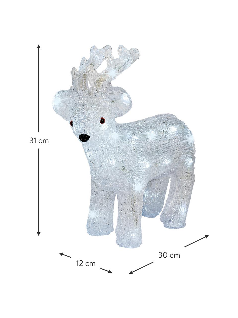 Batterij-aangedreven LED lichtobject Deer, Kunststof, Wit, B 30 cm x H 31 cm