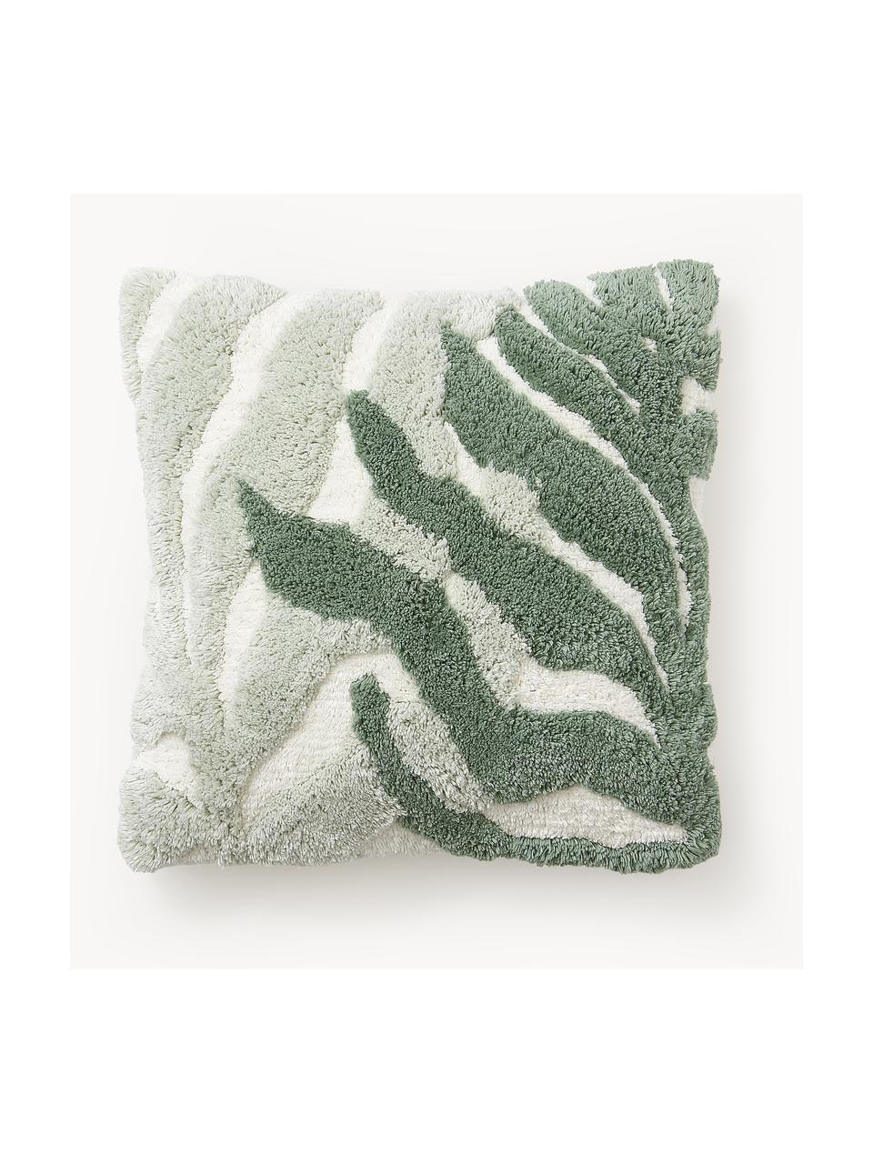 Bavlnený poťah na vankúš s rastlinným motívom Sela, 100 % bavlna, Odtiene zelenej, Š 45 x D 45 cm