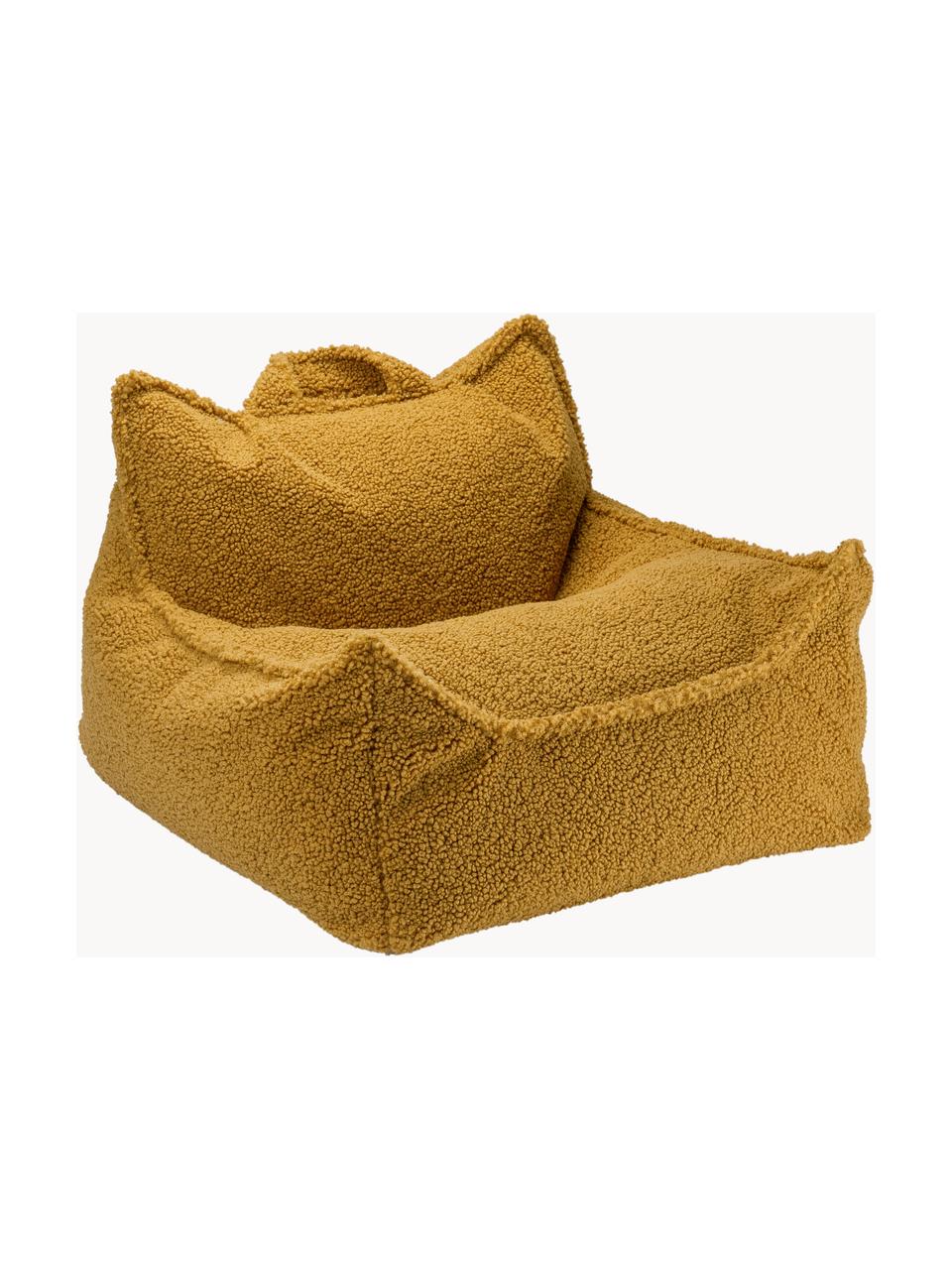 Pouf a sacco per bambini in teddy Sugar, Teddy giallo senape, Larg. 70 x Prof. 80 cm