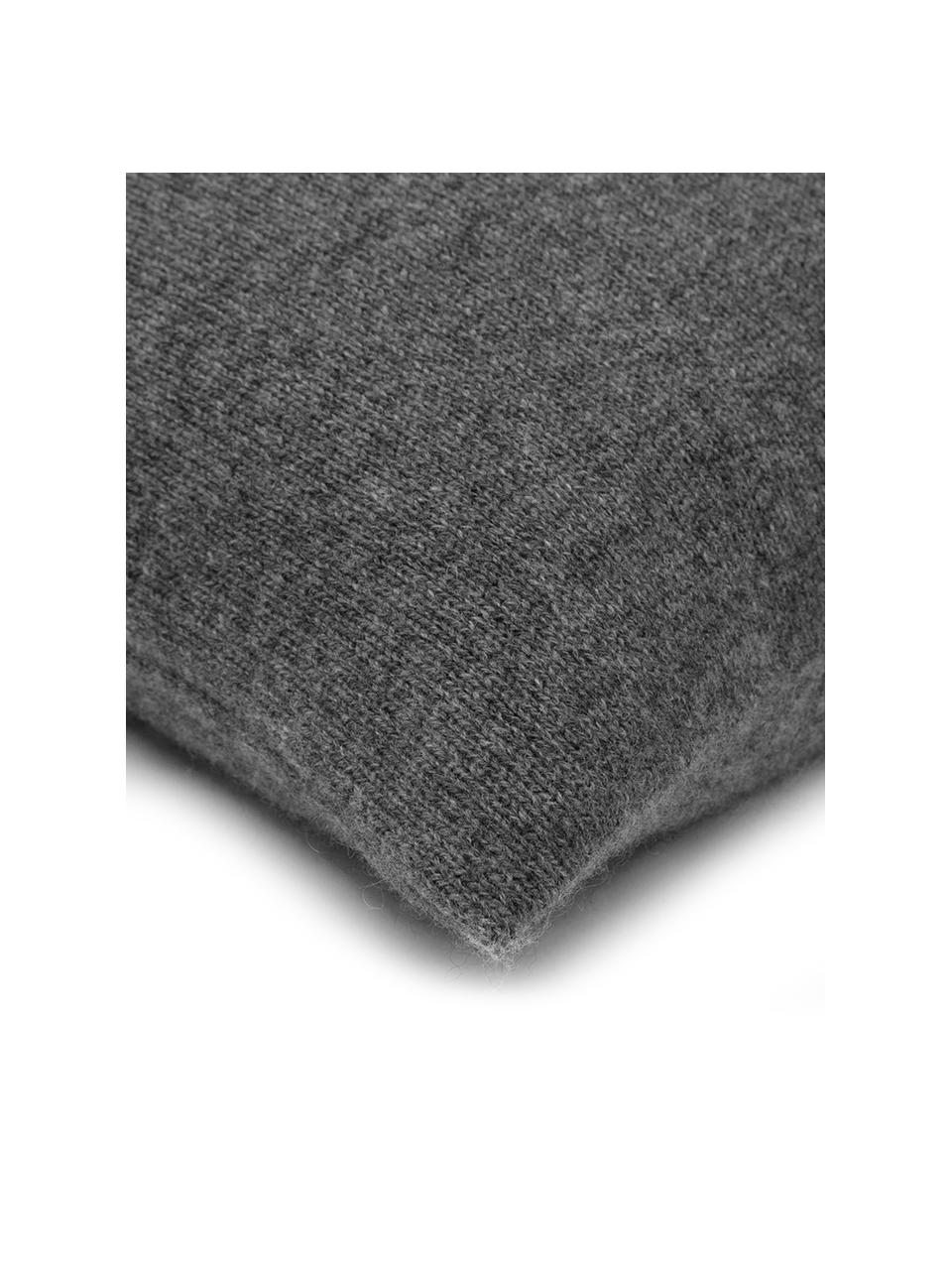 Copricuscino in cashmere finemente lavorata Viviana, 70% cashmere, 30% lana, Grigio scuro, Larg. 40 x Lung. 40 cm