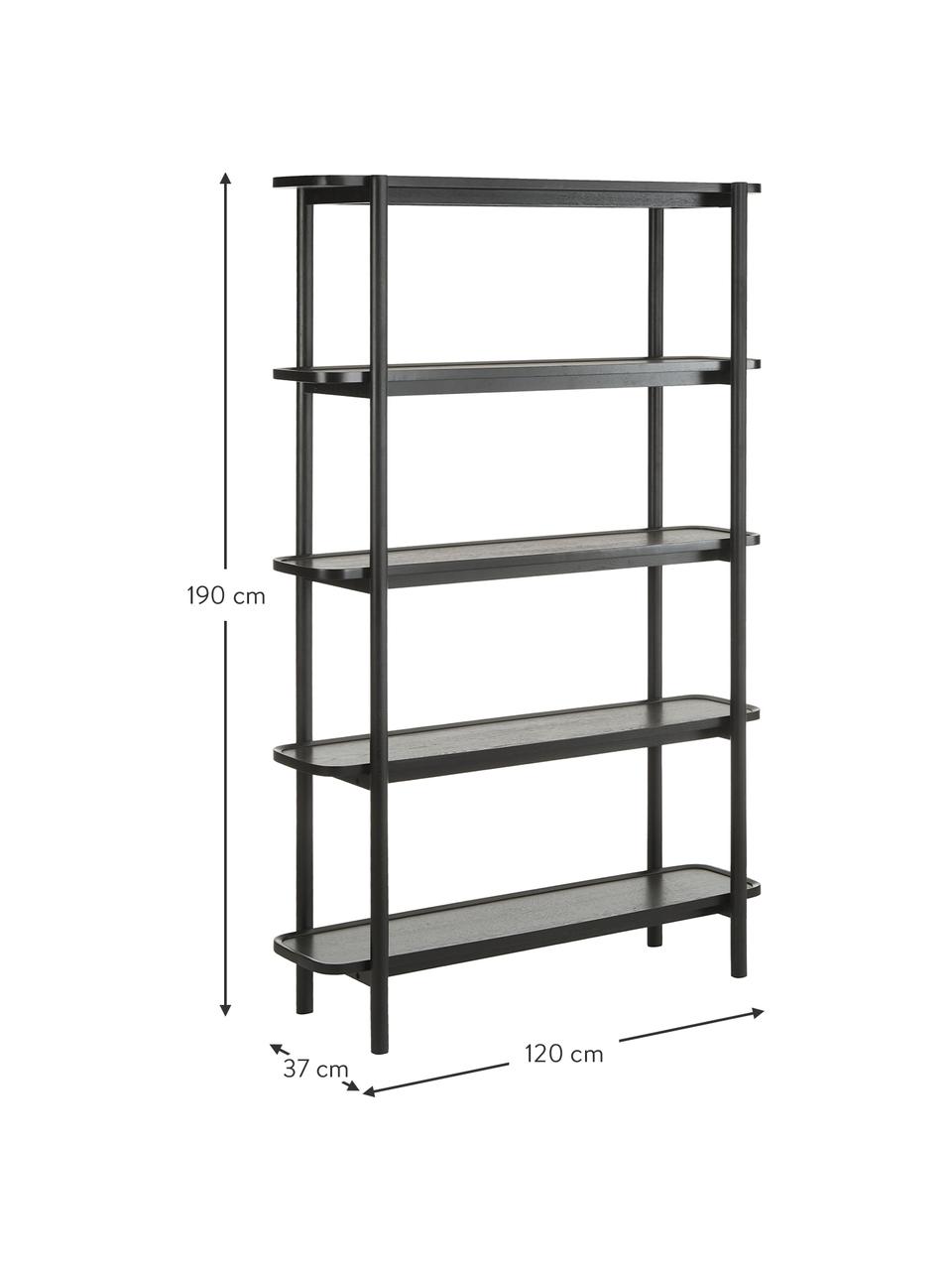 Estantería de roble Libby, Estructura: roble macizo, Negro, An 120 x Al 190 cm