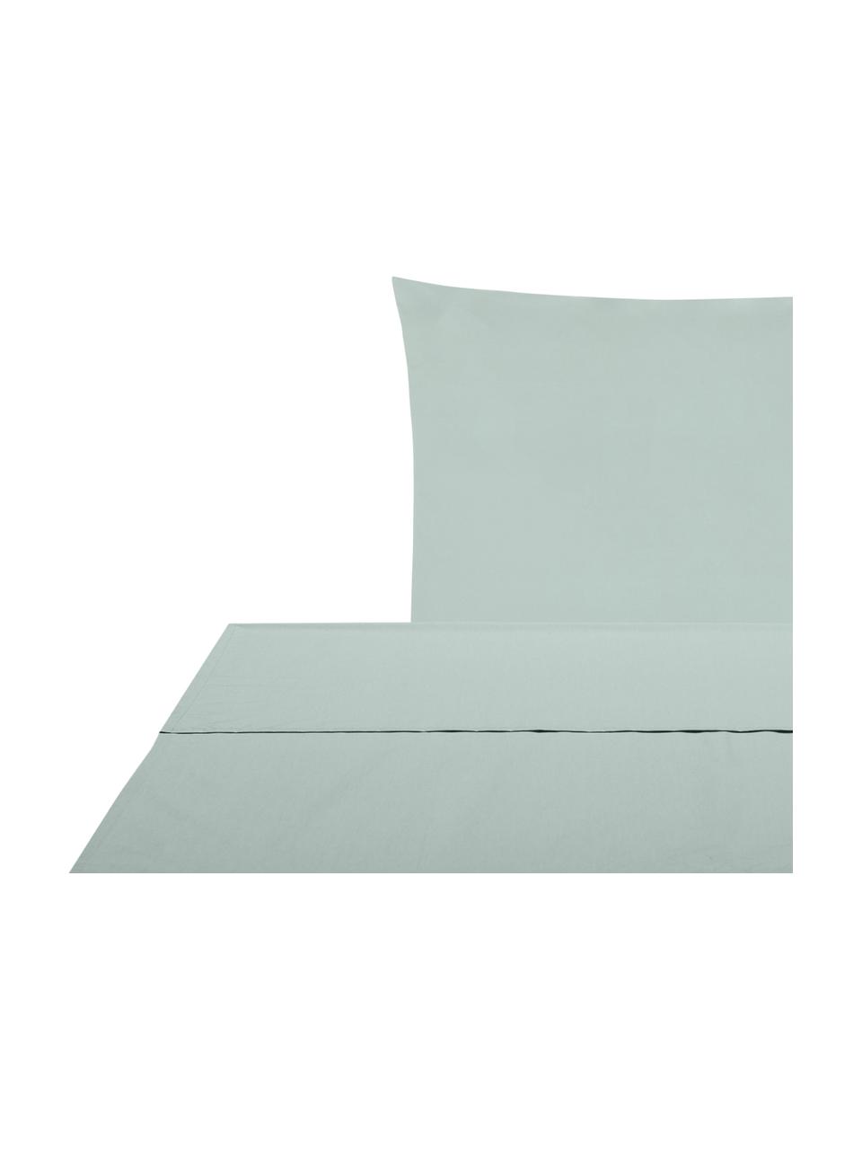 Drap plat en percale de coton Elsie, Vert sauge, larg. 240 x long. 300 cm