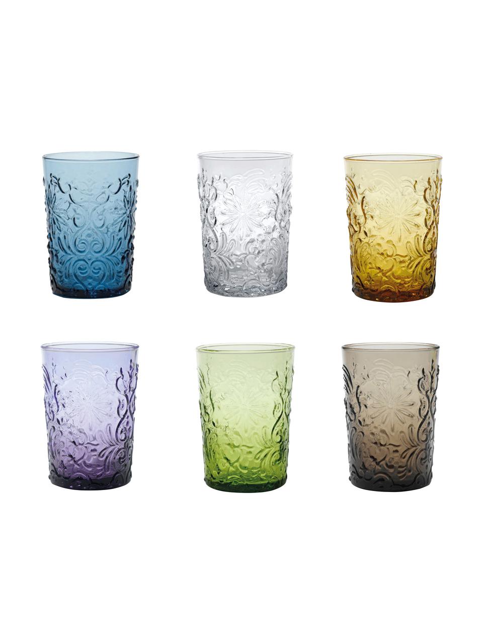 Komplet szklanek do wody Barocco, 6 elem., Szkło, Wielobarwny, Ø 8 x W 10 cm