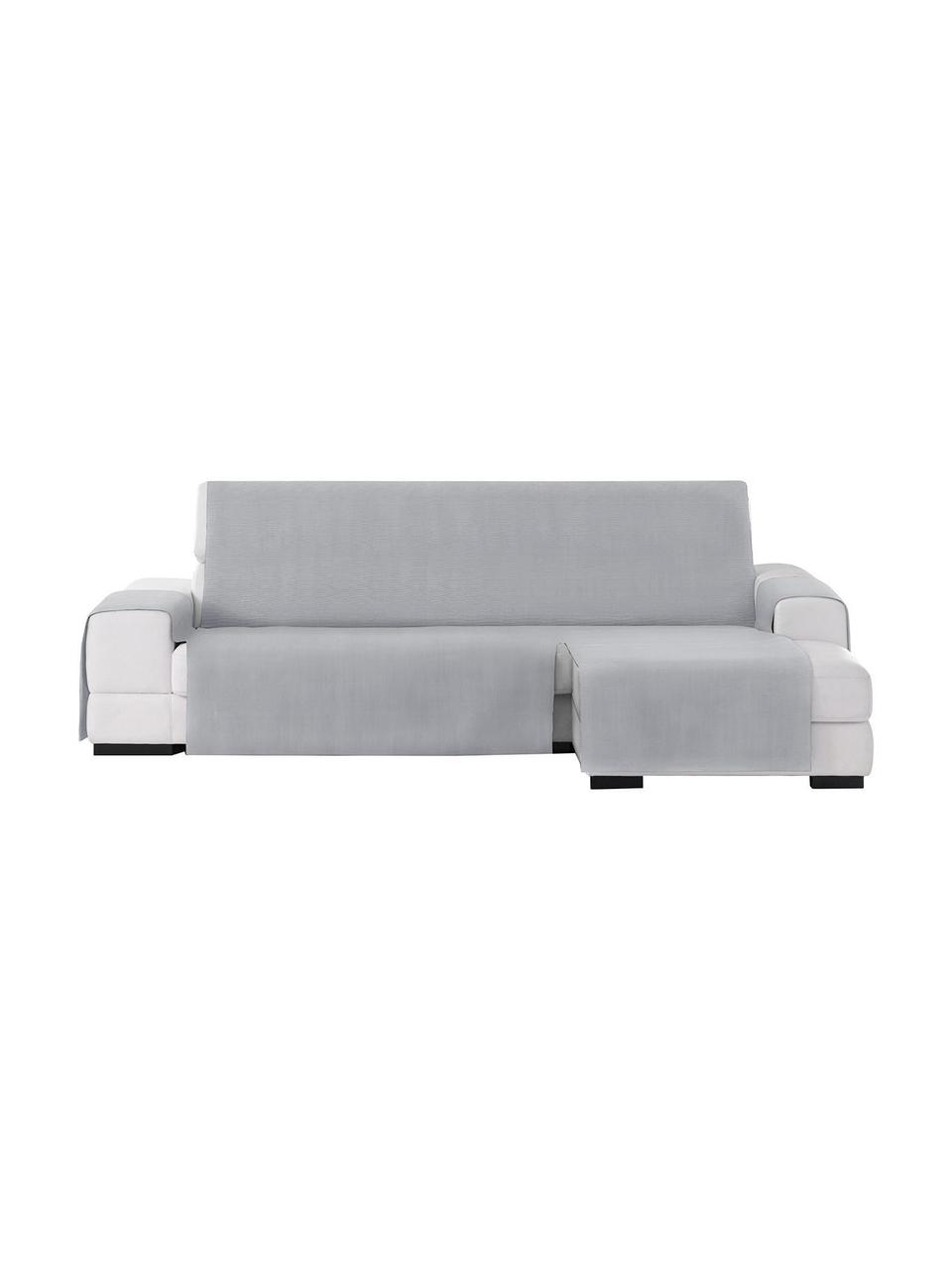 Copertura divano angolare Levante, 65% cotone, 35% poliestere, Grigio, Larg. 150 x Lung. 240 cm, chaise-longue a destra