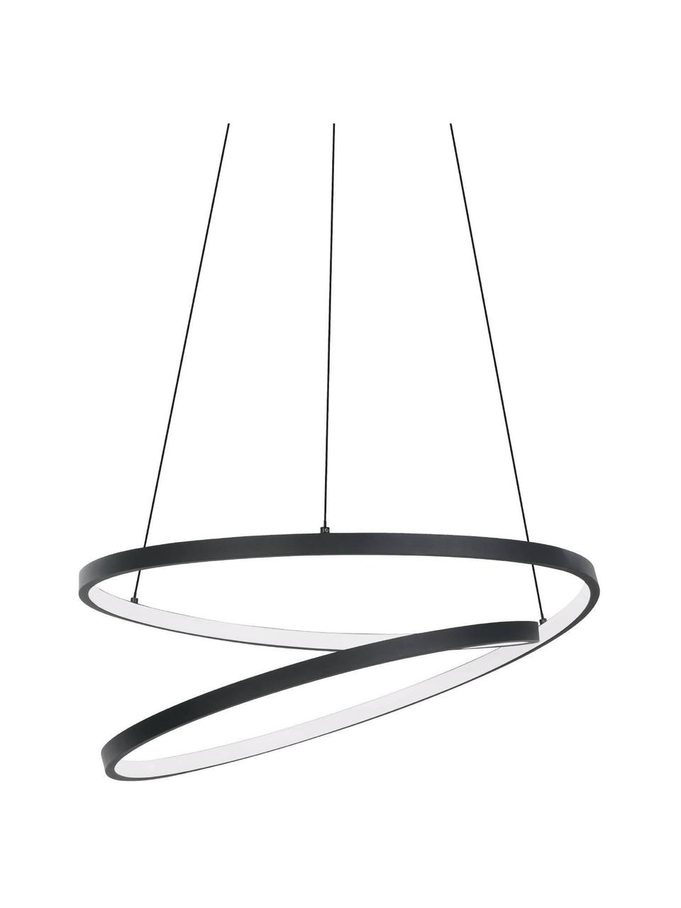 LED hanglamp Ruotale, Lampenkap: gecoat metaal, Diffuser: kunststof, Baldakijn: gecoat metaal, Zwart, wit, Ø 55 x H 150 cm