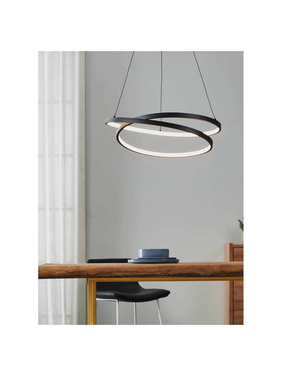 LED hanglamp Ruotale, Lampenkap: gecoat metaal, Diffuser: kunststof, Zwart, wit, Ø 55 cm