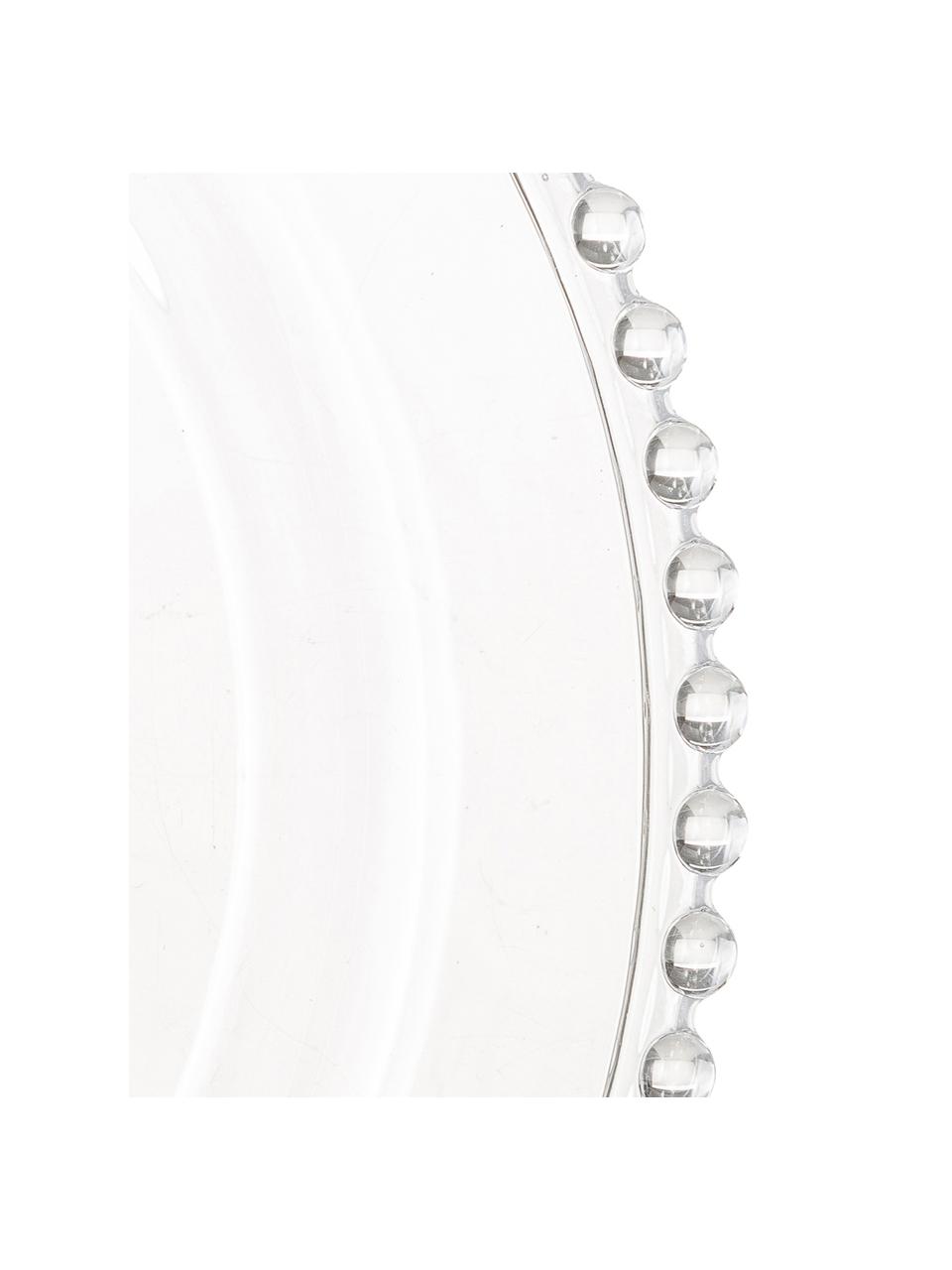 Talerz deserowy Perles, 2 szt., Szkło, Transparentny, Ø 21 cm
