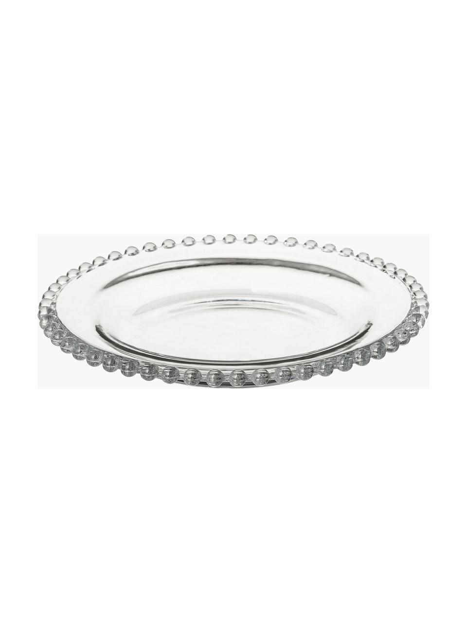 Platos de postre de vidrio Perles, 2 uds., Vidrio, Transparente, Ø 21 cm