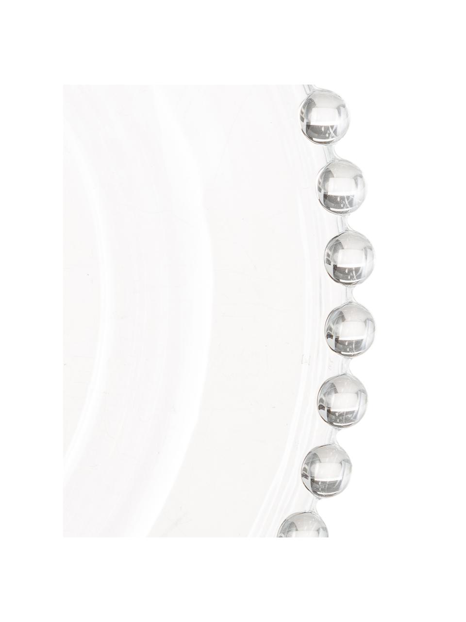 Glazen dessertborden Perles met randdecoratie, 2 stuks, Glas, Transparant, Ø 21 cm