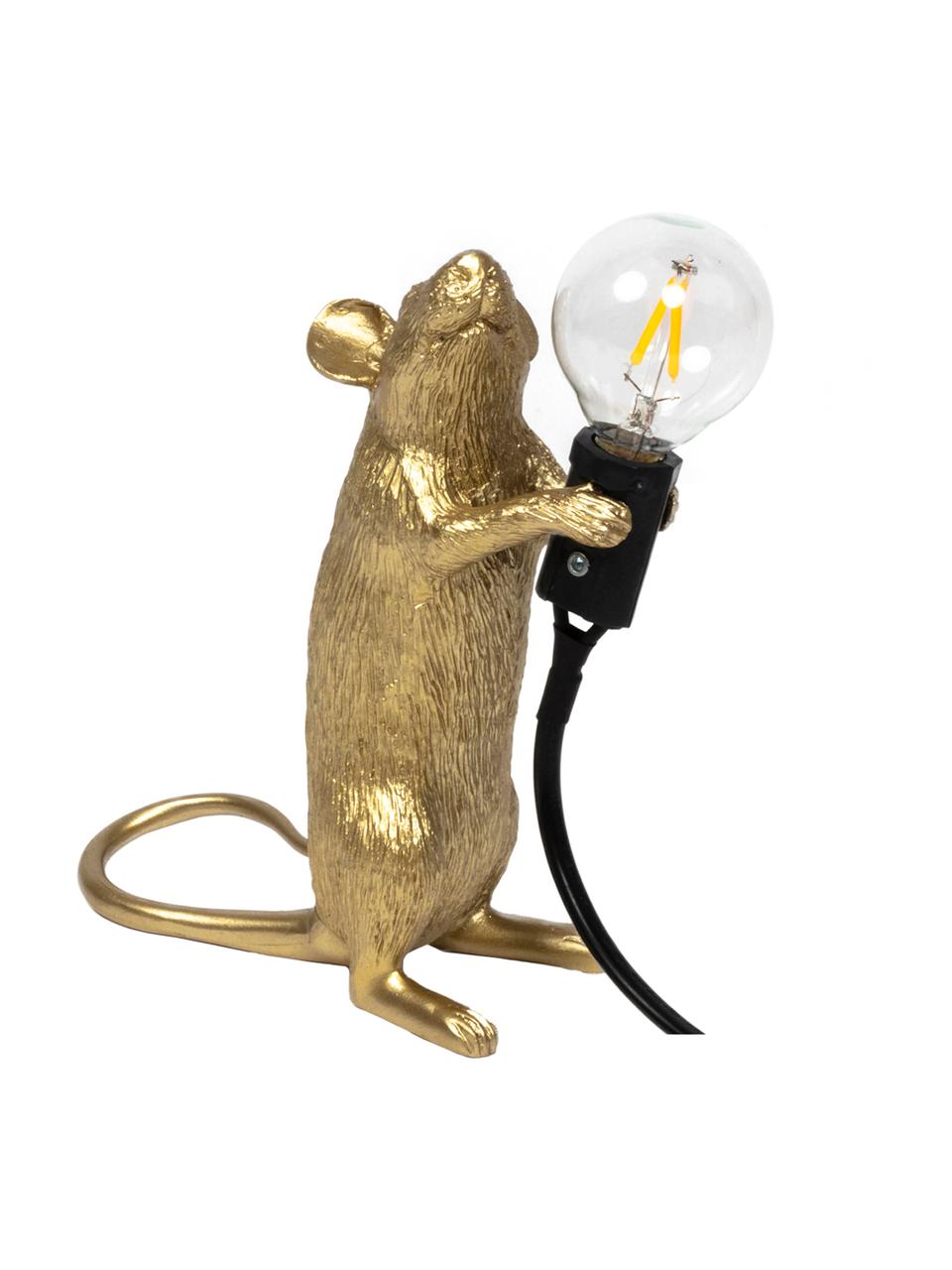 Kleine design tafellamp Mouse, Lamp: kunsthars, Goudkleurig, 6 x 15 cm