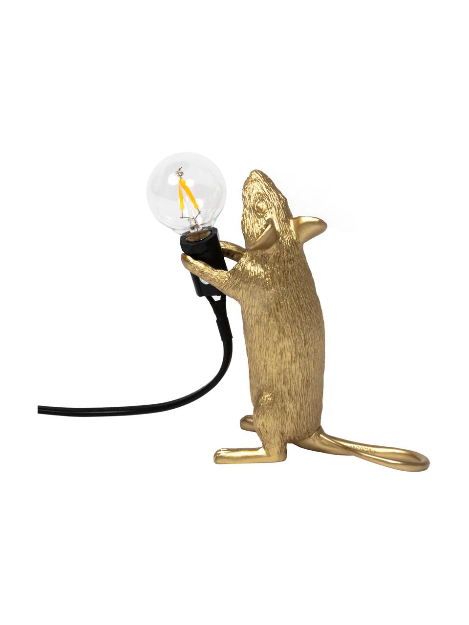 Lámpara de mesa pequeña de diseño Mouse, Lámpara: resina, Cable: plástico, Dorado, An 6 x Al 15