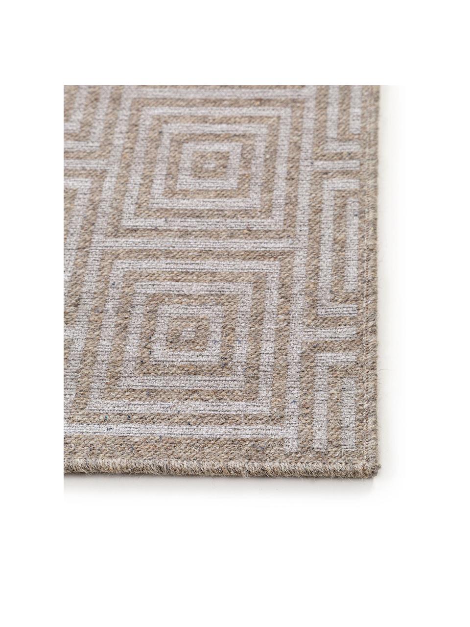 Tapis en laine gris beige Jacob, Gris clair, beige