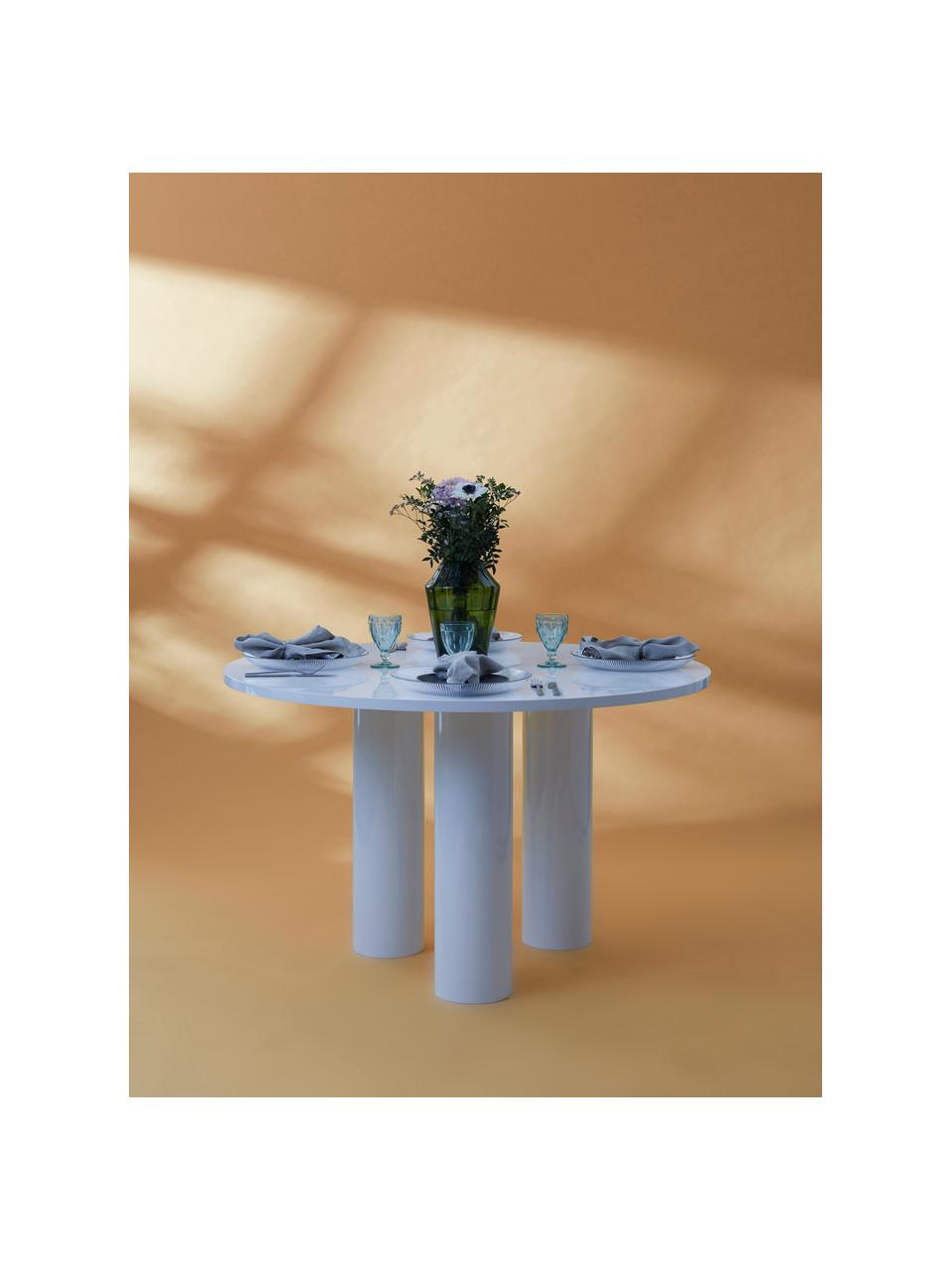 Tavolo da pranzo rotondo Colette, Ø 120 cm, Pannello di fibra a media densità (MDF) rivestito, Bianco, Ø 120 x Alt. 72 cm