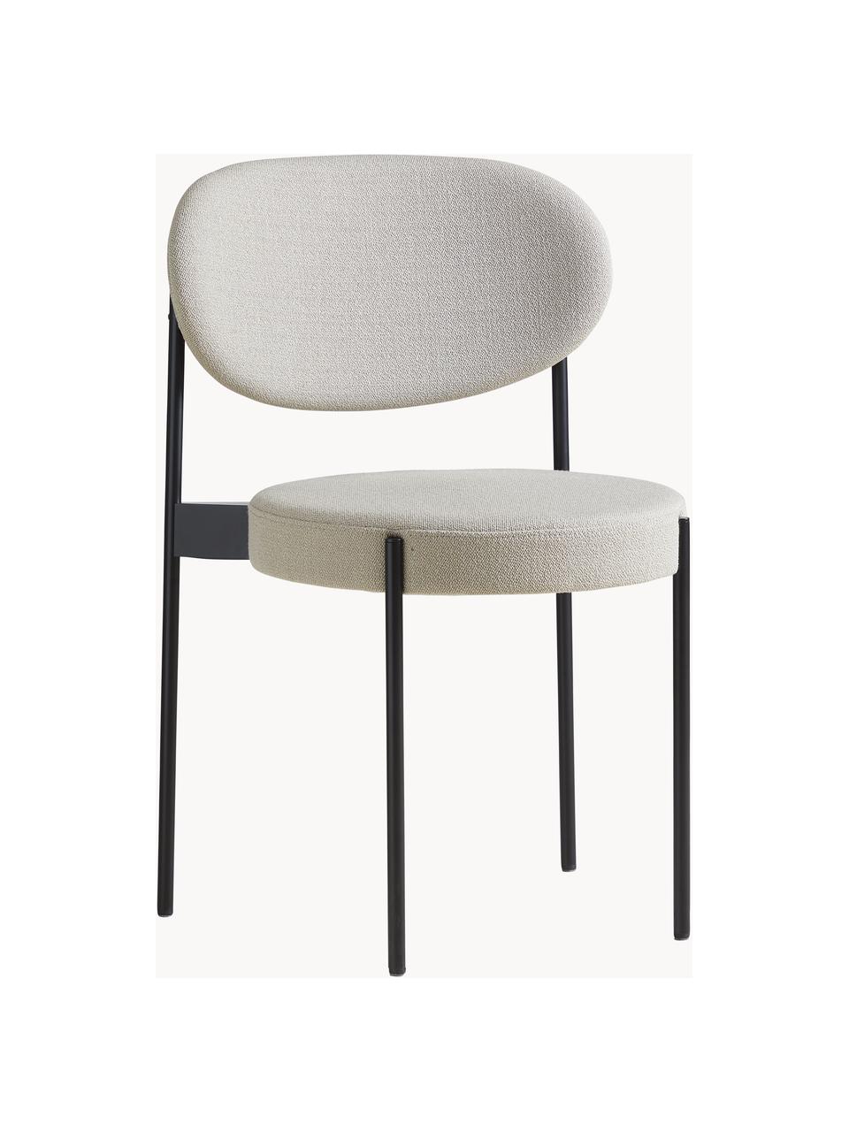 Krzesło tapicerowane z wełny Seria 430, Tapicerka: 94% wełna, 6% nylon, Stelaż: metal powlekany, Wełna w odcieniu złamanej bieli, czarny, S 52 x G 54 cm