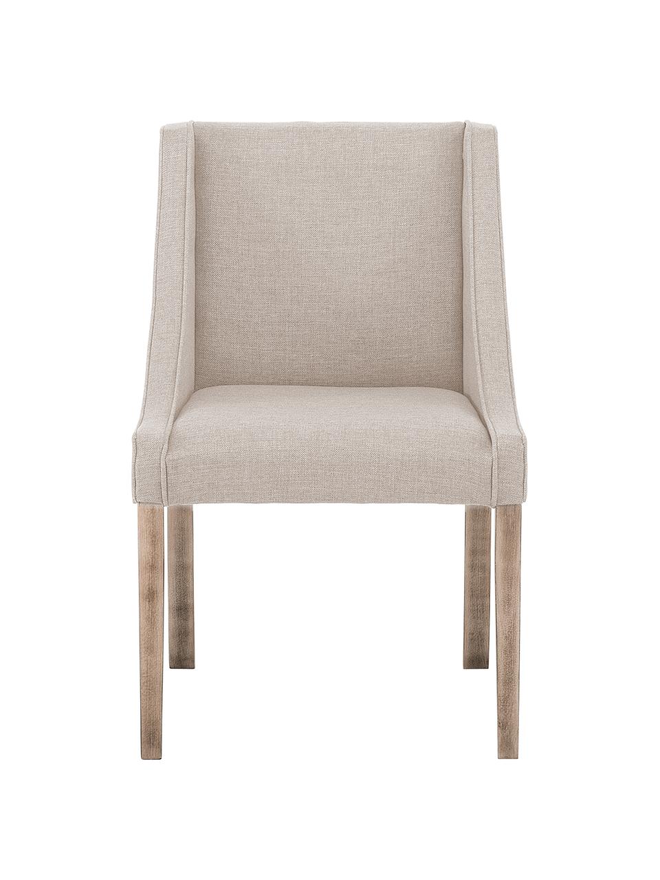 Krzesło tapicerowane z nogami z drewna Savannah, Tapicerka:  100% poliester Dzięki tk, Nogi: lite, lakierowane drewno , Beżowa tkanina, S 60 x G 60 cm