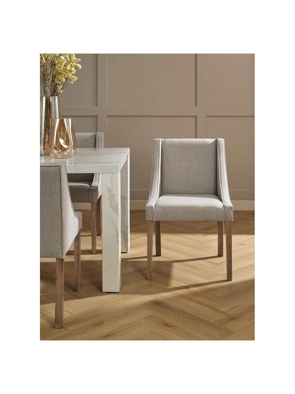Krzesło tapicerowane z nogami z drewna Savannah, Tapicerka:  100% poliester Dzięki tk, Nogi: lite, lakierowane drewno , Beżowa tkanina, S 60 x G 60 cm