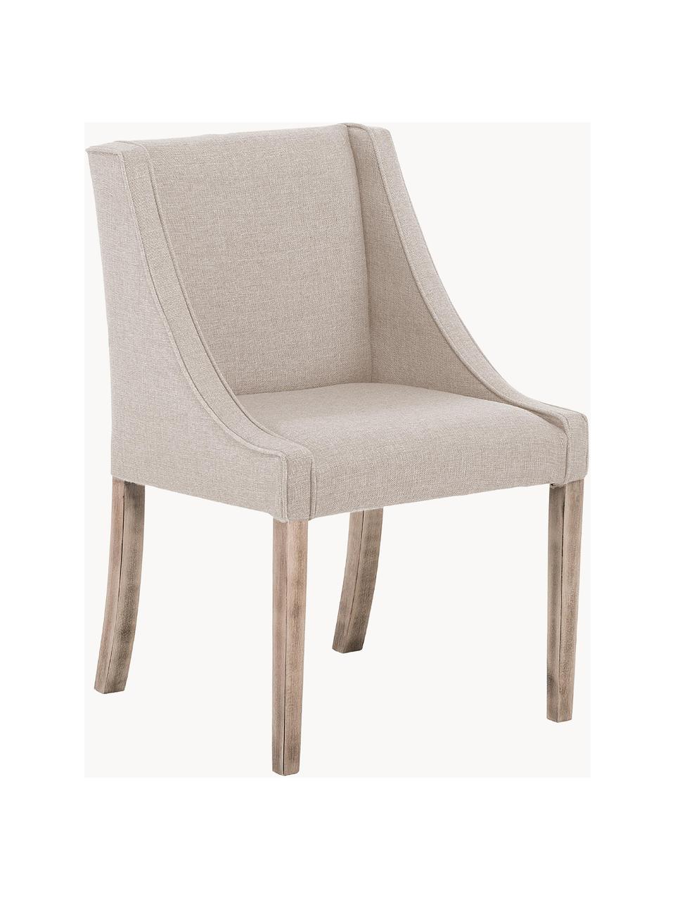 Sedia imbottita con gambe in legno Savannah, Rivestimento: poliestere 49.000 cicli d, Gambe: legno di faggio massello , Tessuto beige, Larg. 60 x Prof. 60 cm