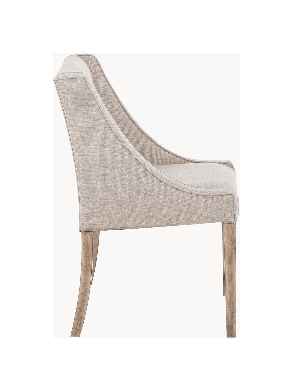 Sedia imbottita con gambe in legno Savannah, Rivestimento: poliestere 49.000 cicli d, Gambe: legno di faggio massello , Tessuto beige, Larg. 60 x Prof. 60 cm