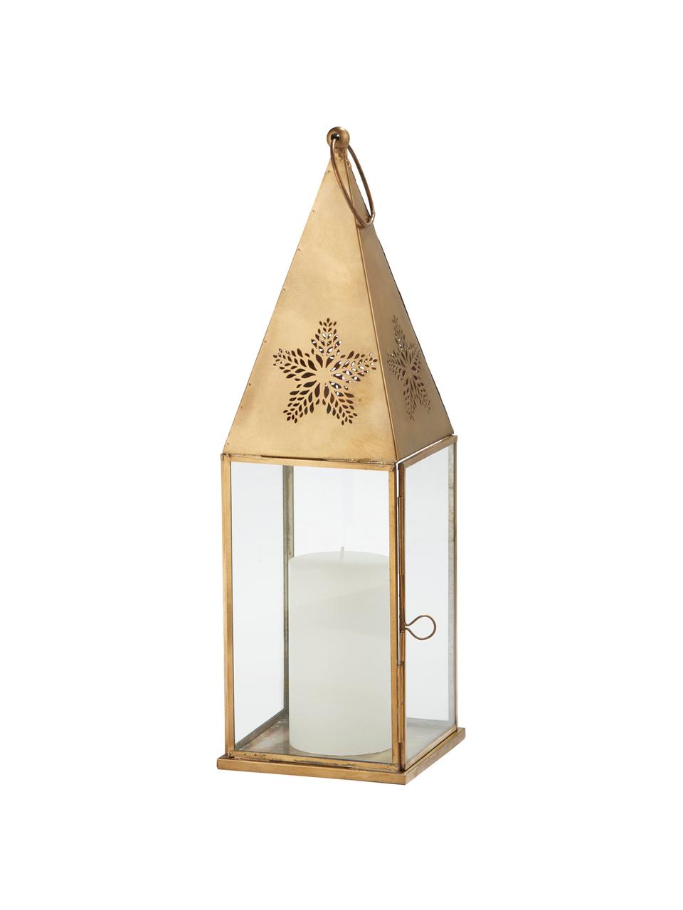 Lanterna in metallo e vetro Aurinia, Cornice: metallo rivestito, Ottonato, Larg. 13 x Alt. 43 cm
