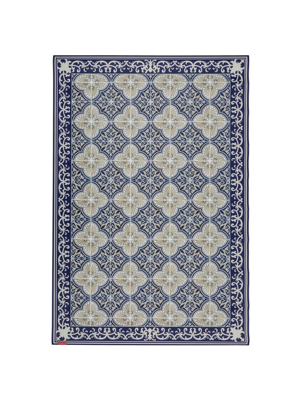 Tappetino antiscivolo blu/beige in vinile Luis, Vinile riciclabile, Blu, beige, Larg. 136 x Lung. 203 cm